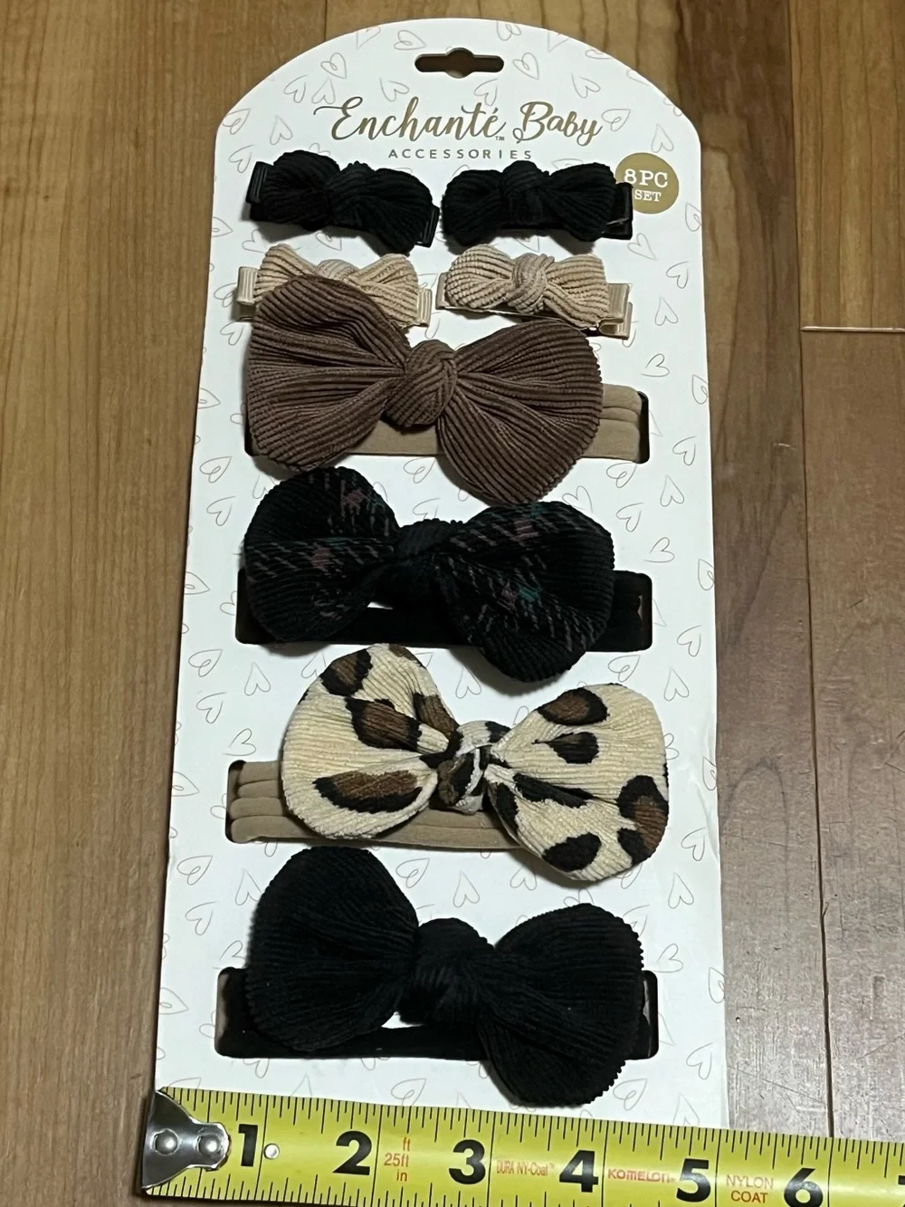 Enchanté Baby 8 Pc Bow Hair Accessories Set | Clips & Soft Nylon Headbands | NWT
